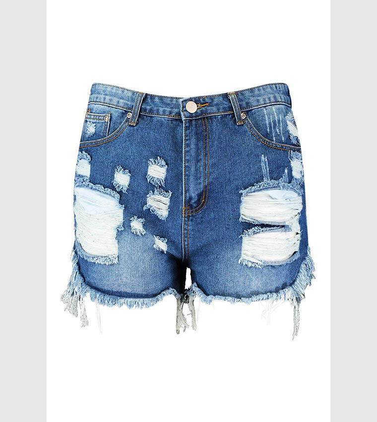 Extreme ripped hot sale denim shorts