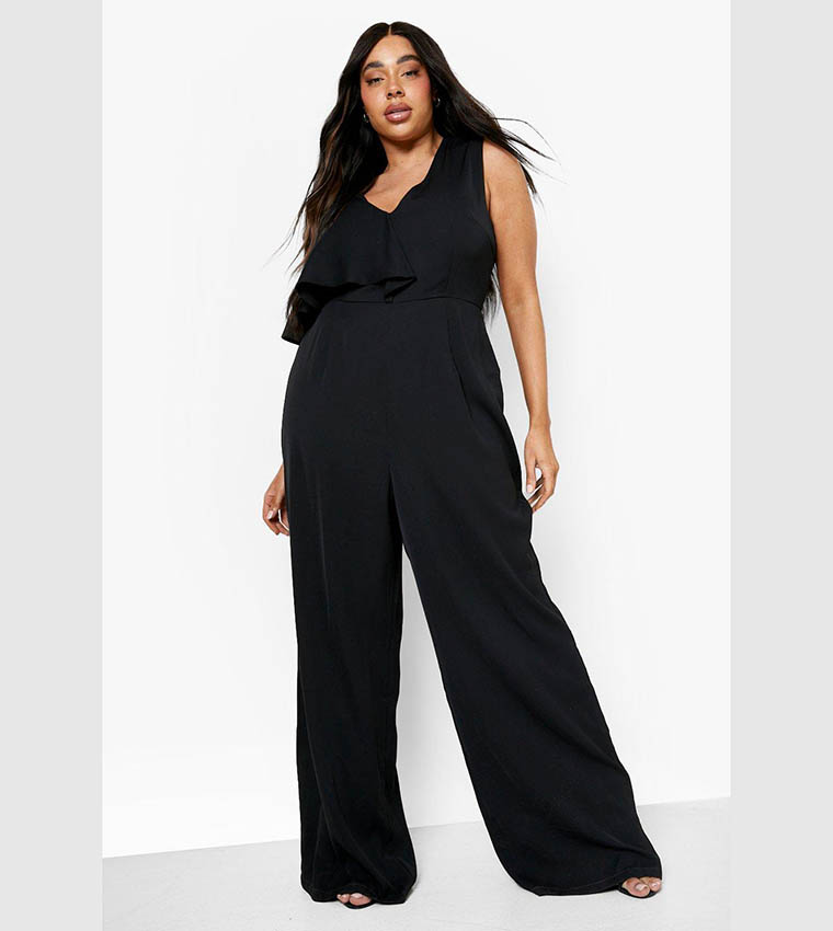 Buy Boohoo Asymmetric Wide Leg Jumpsuit In Black 6thStreet Kuwait