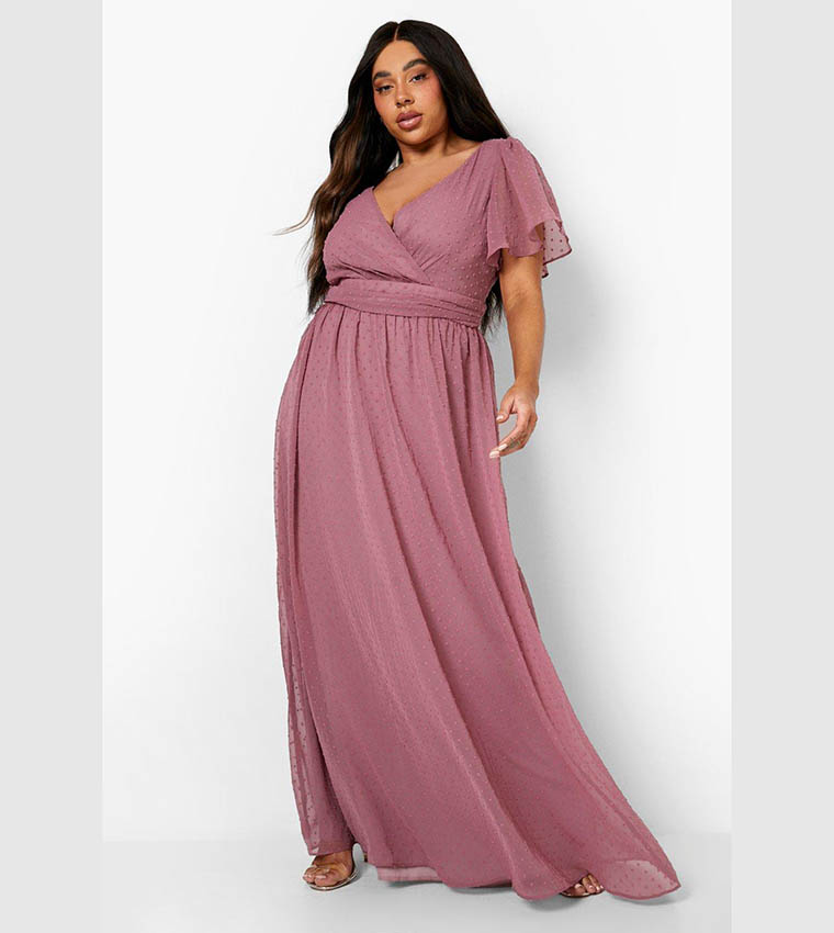 Dusky pink wrap dress online