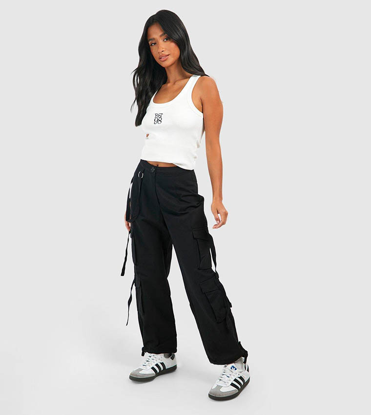 Stretch High Waisted Cargo Trousers