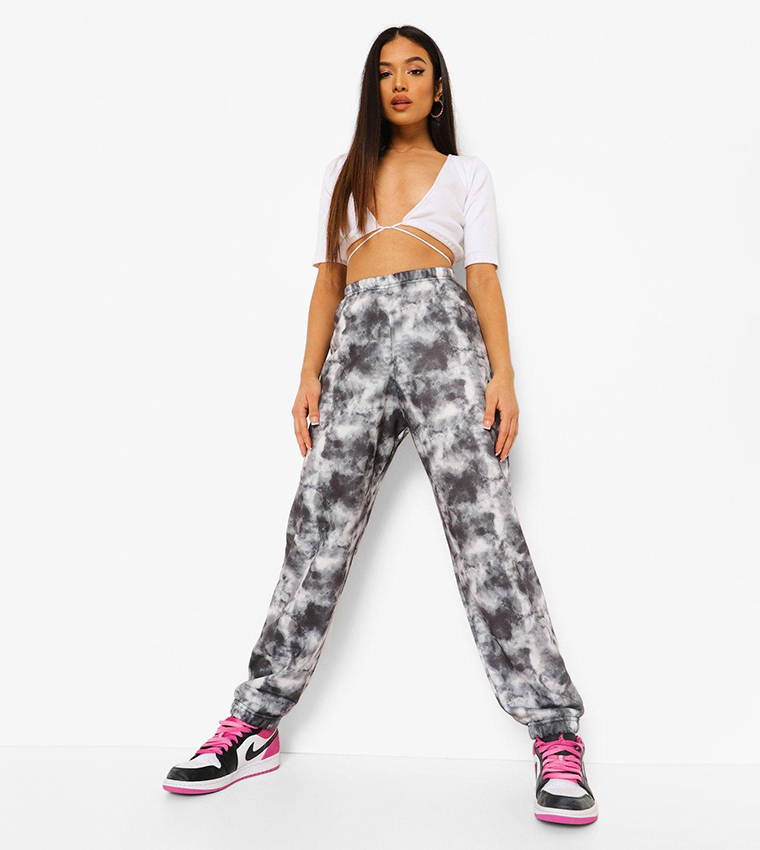 Buy Boohoo Petite Tie Dye Boyfriend Joggers In Black 6thStreet Kuwait