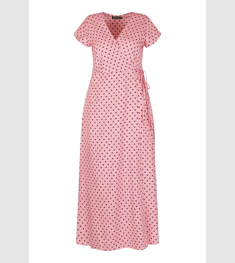 open lace back dress Pink Polka Dot Madeira Midi Dress