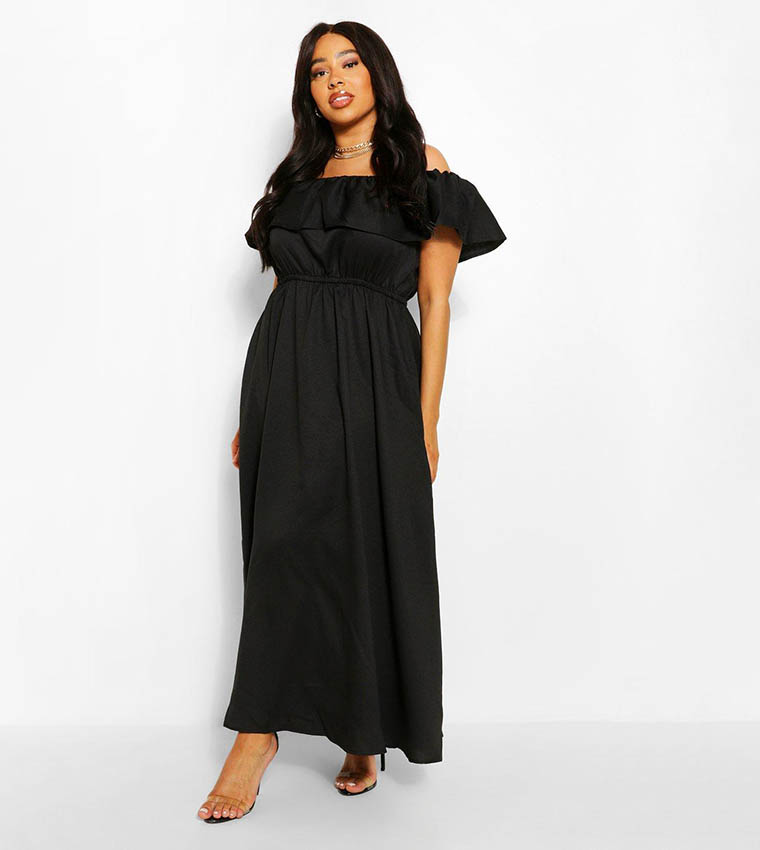 Boohoo bardot outlet maxi dress