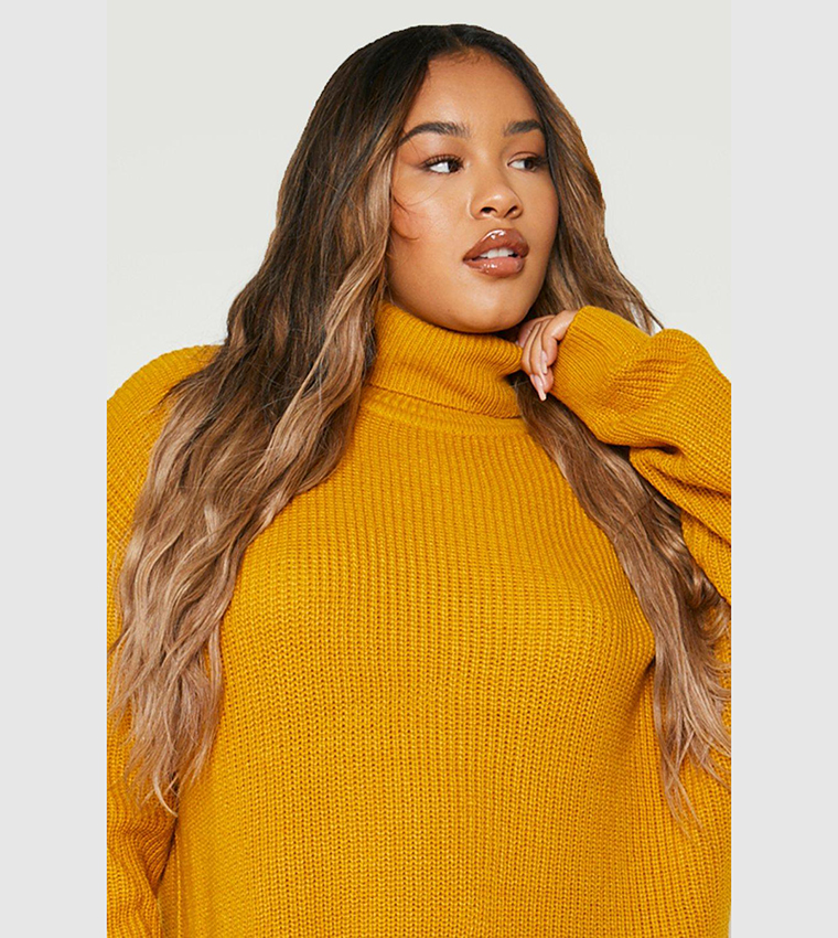 Buy Boohoo Roll Neck Jumper Dress In Yellow 6thStreet Bahrain