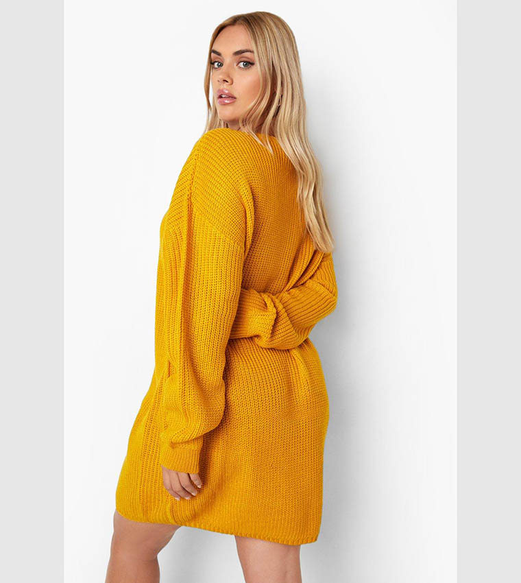 Buy Boohoo Ribbed V Neck Sweater Dress In Yellow | 6thstreet Saudi Arabia Buy Boohoo Ribbed V Neck Sweater Dress In Yellow | 6thstreet Saudi Arabia
