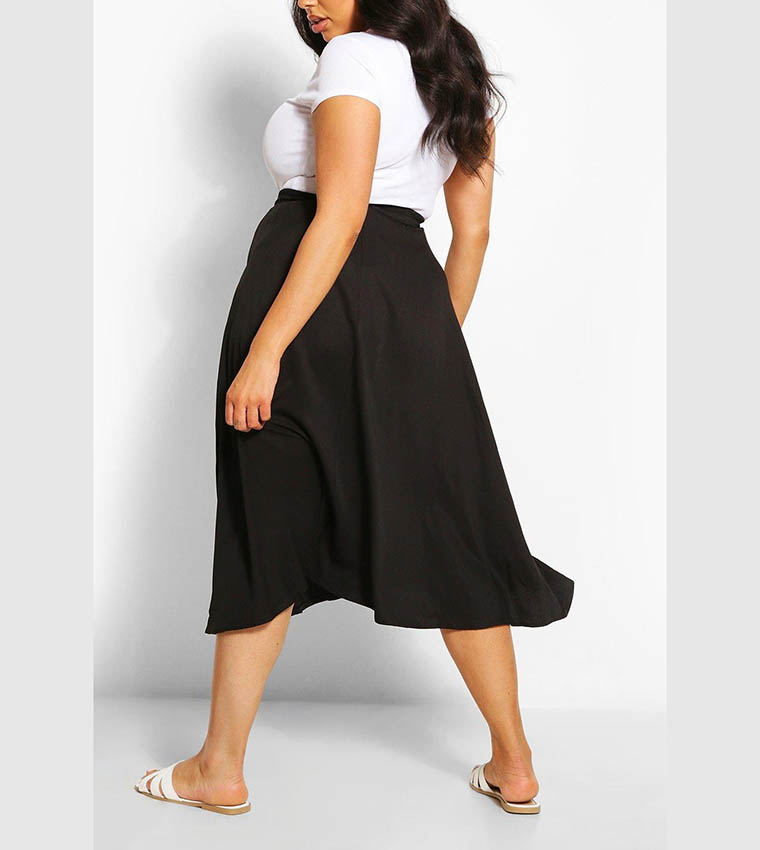 Buy Boohoo Woven Full Circle Midi Skirt In Black 6thStreet Kuwait