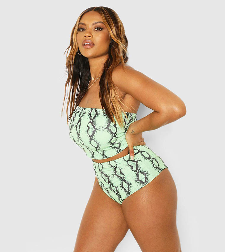 Buy Boohoo Neon Snake High Waisted Bikini Set In Green 6thStreet UAE