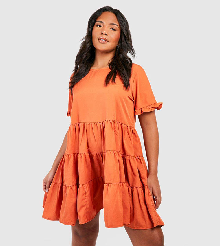 Buy Boohoo Woven Smock Dress In Orange 6thStreet UAE