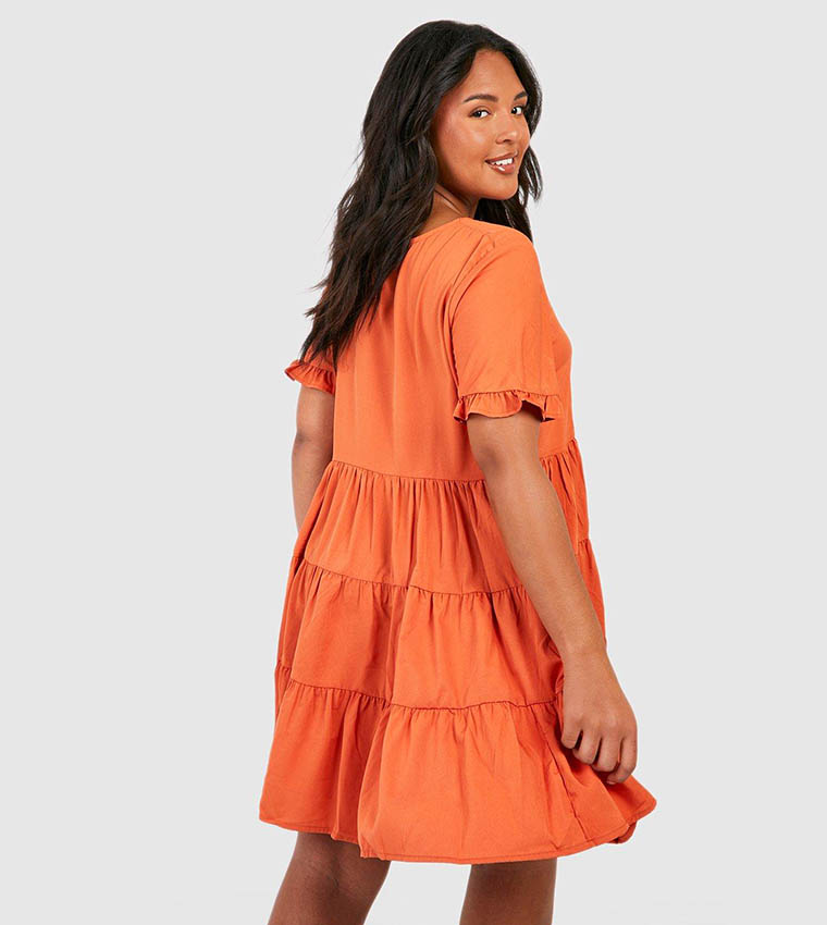 Orange sale smock dress