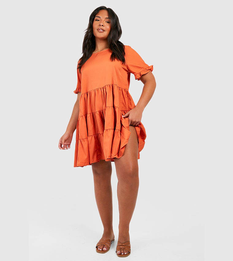 Orange shop smock dress