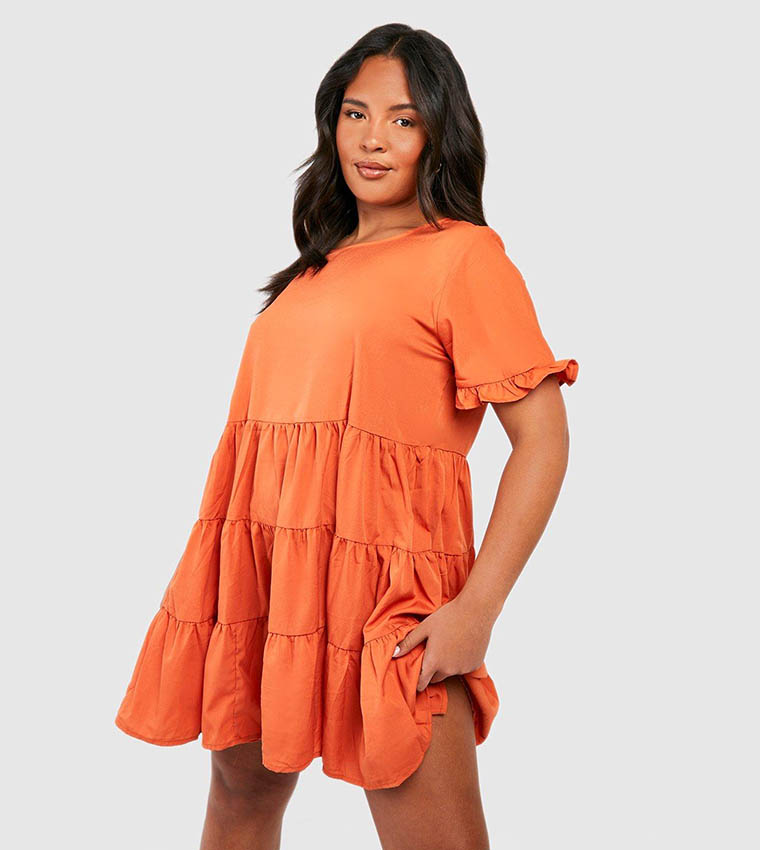 Orange sale smock dress