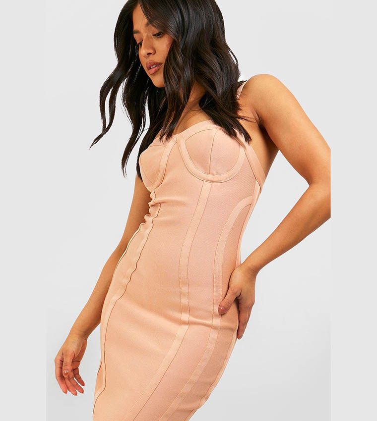 bandage frill hem bodycon dress Justina Bandage Mini Dress Black