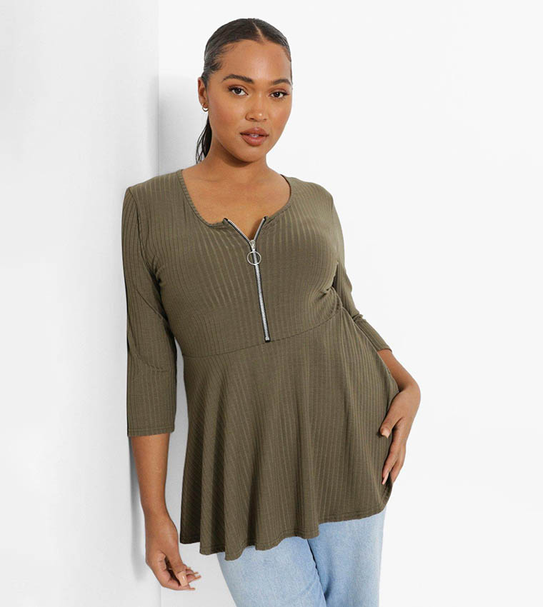 khaki peplum top