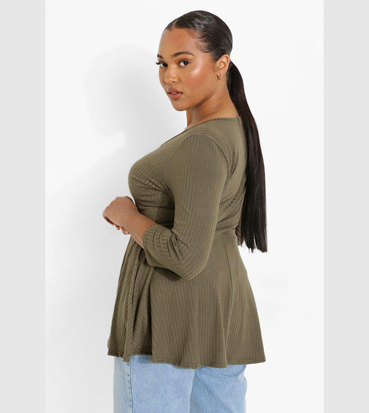 khaki peplum top