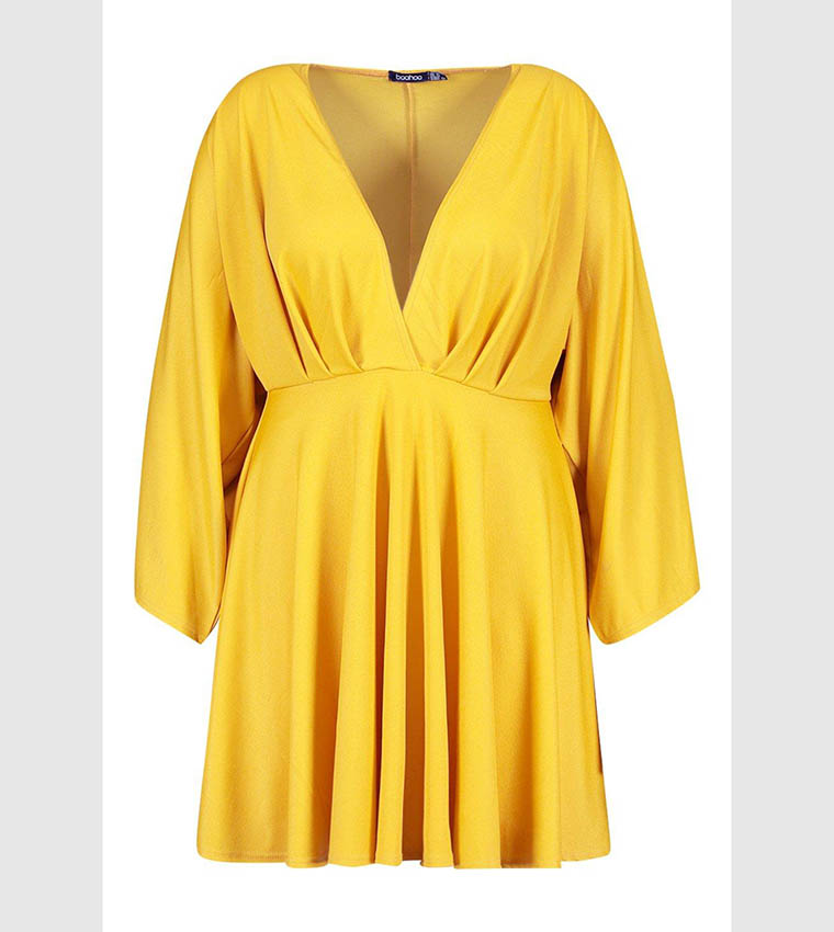 kimono skater dress Plus Plunge Kimono Sleeve Skater Dress