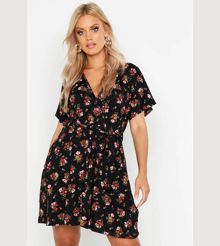 Black wrap tea dress on sale