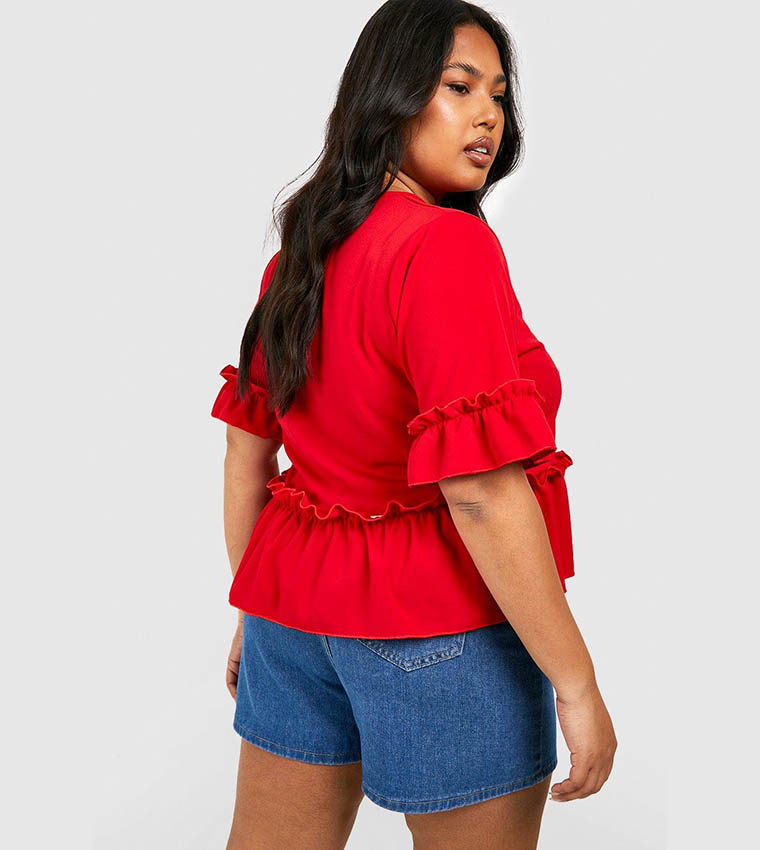 Ruffle hem best sale peplum top