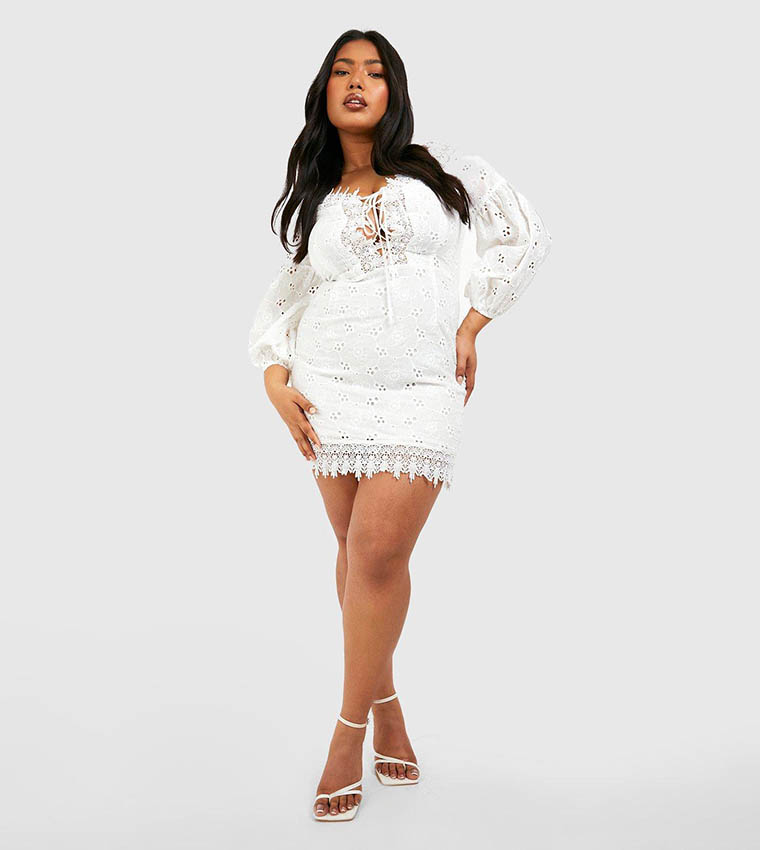 Boohoo lace clearance white dress