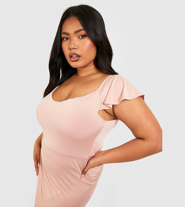 Cold shoulder wrap midi dress best sale