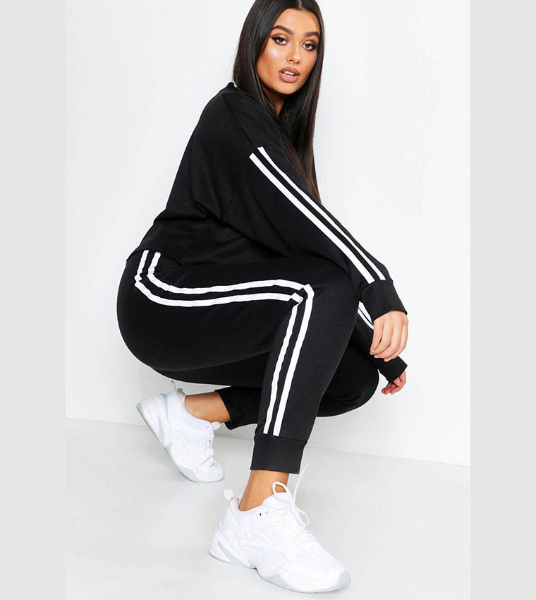 Tracksuit with best sale stripe down side