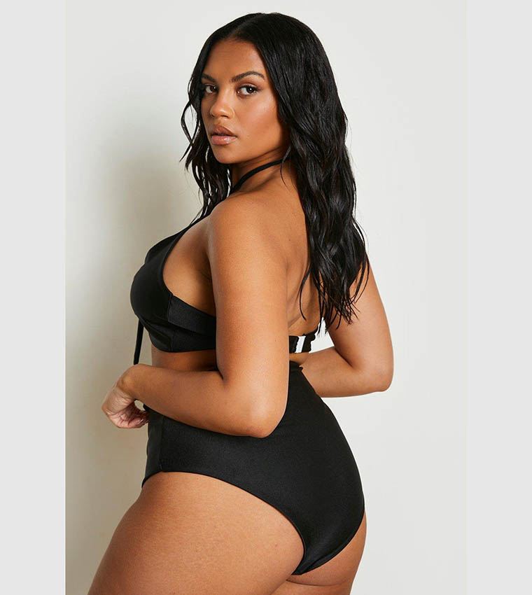 Tie Front High Waisted Bikini Set