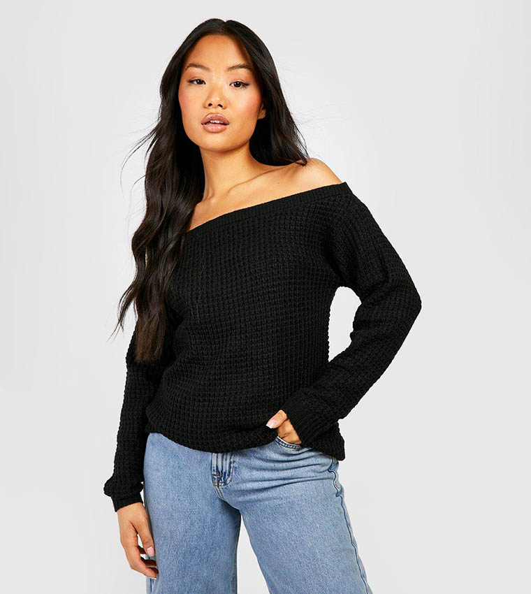 Boohoo cold shoulder clearance jumper