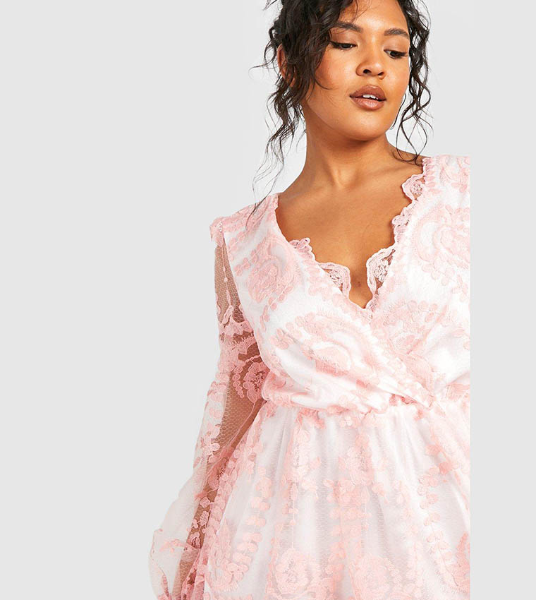boohoo lace plunge skater dress Black Plus Lace Plunge Skater Dress