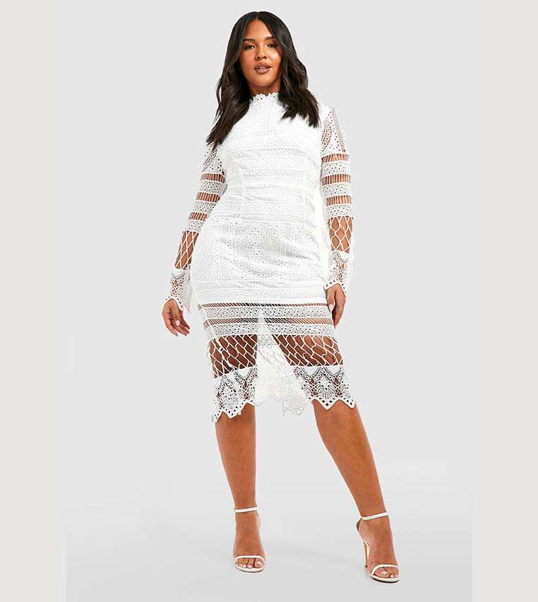 Boutique mesh panelled strappy hotsell midi dress