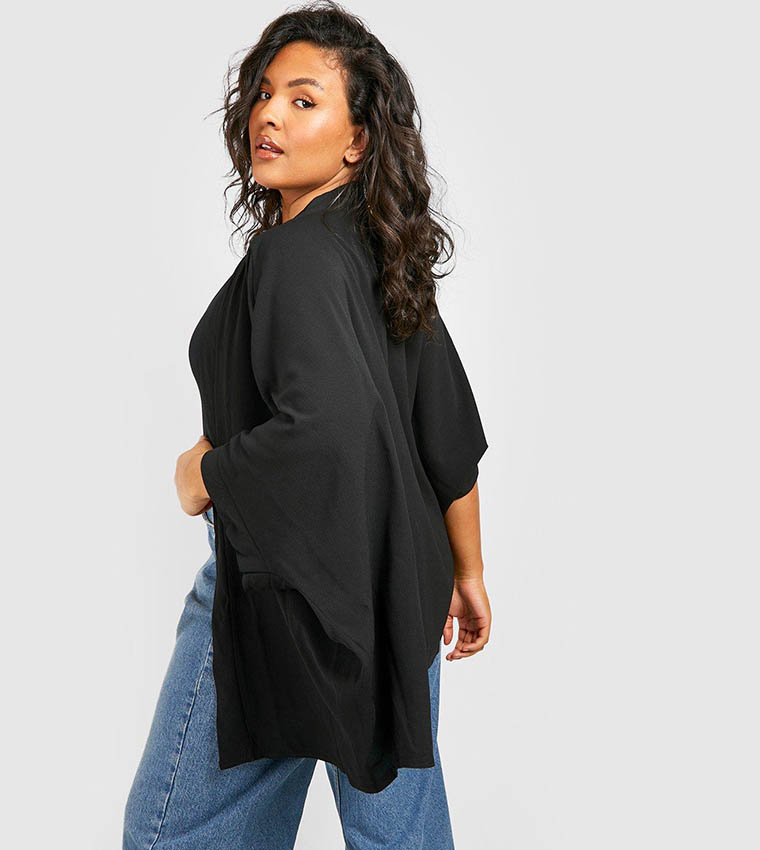 Buy Boohoo Woven 3 4 Sleeves Kimono In Black 6thStreet Bahrain