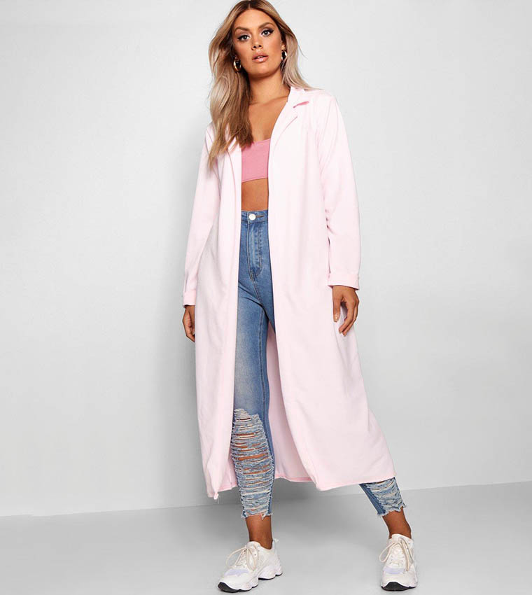 Baby pink duster outlet coat