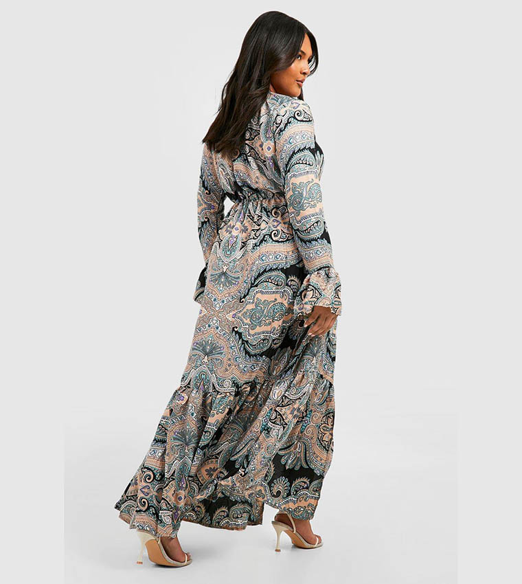 Boohoo Paisley Wrap Dress Plus Paisley Wrap Maxi Dress Boohoo