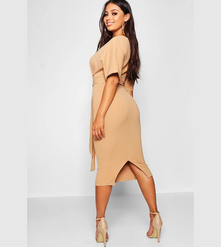 Petite tie waist formal wiggle midi dress hotsell