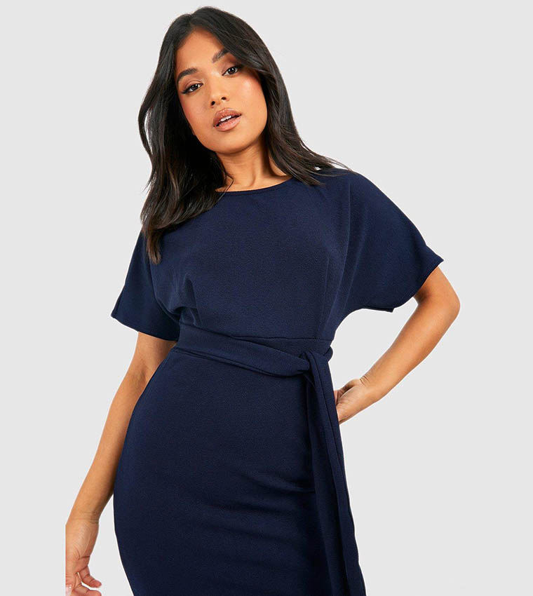 Petite tie waist formal wiggle best sale midi dress