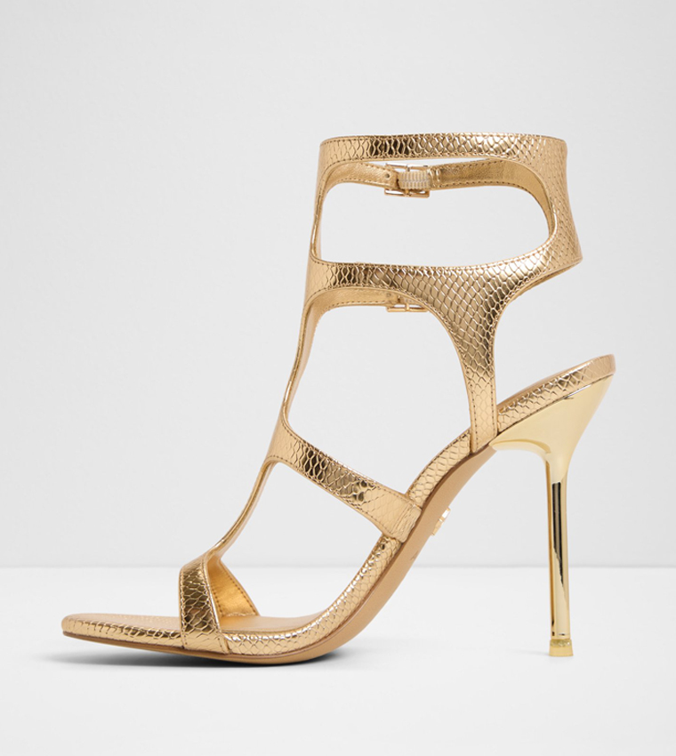 QUINTINA Textured Cage Heeled Sandals