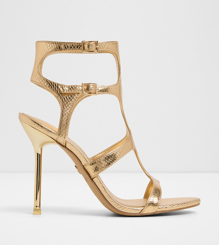 QUINTINA Textured Cage Heeled Sandals