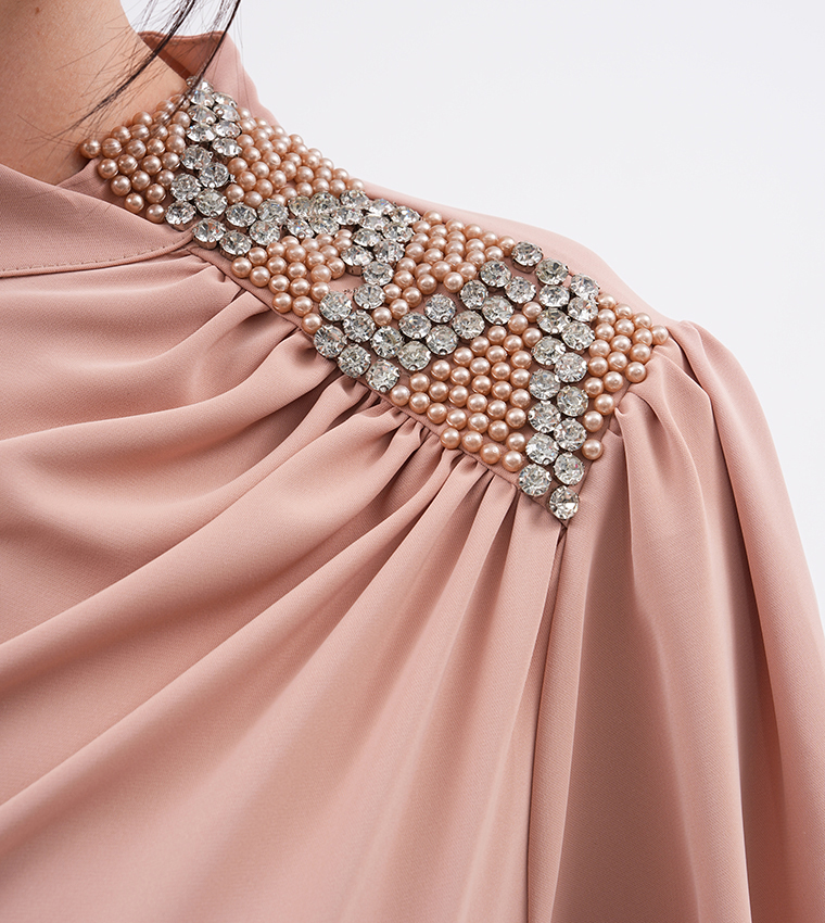 Embellished Belted Evening Dress