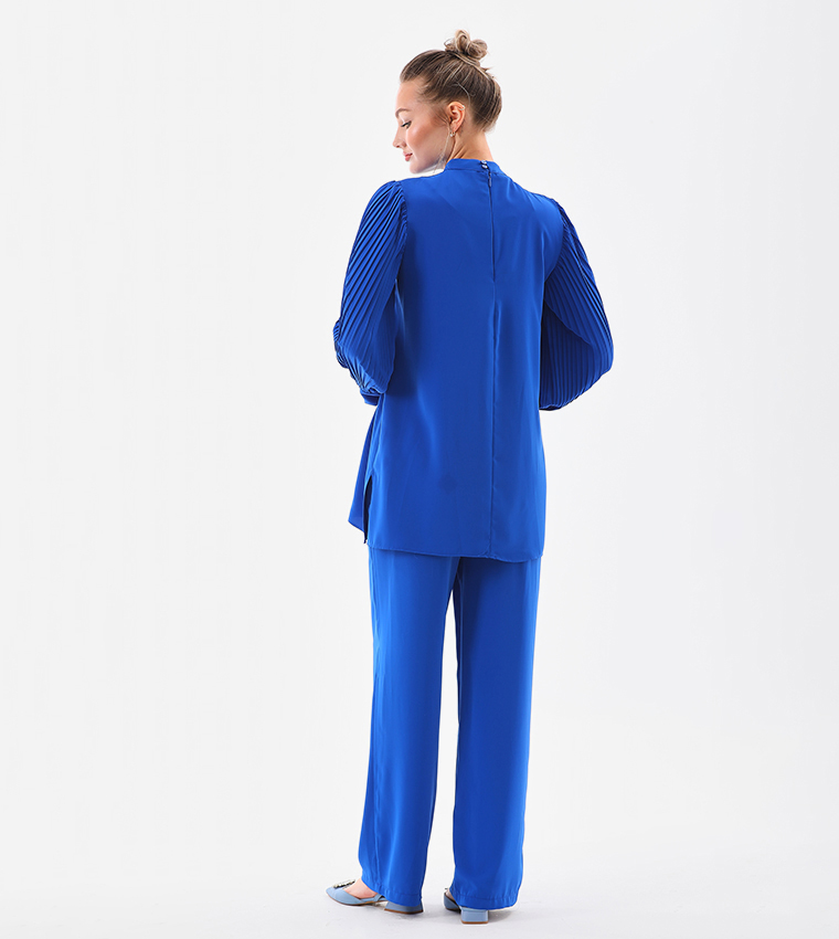 Appliqued Pleated Sleeves Co-Ord Set