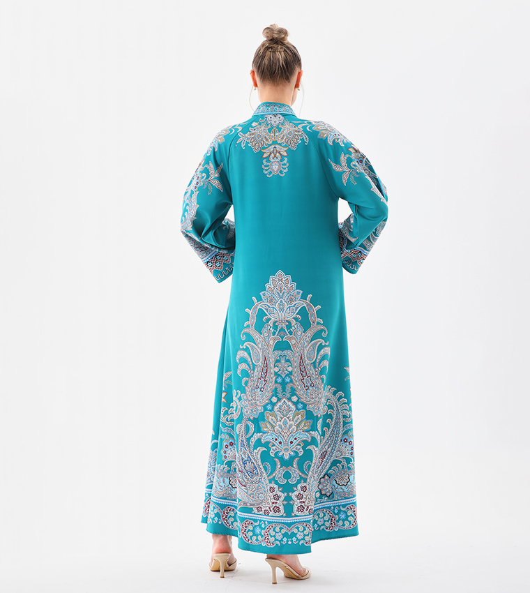 Printed Flared Sleeves Maxi Dress