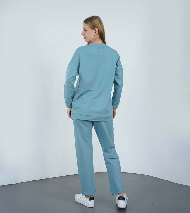 طقم كم طويل بفيونكة 