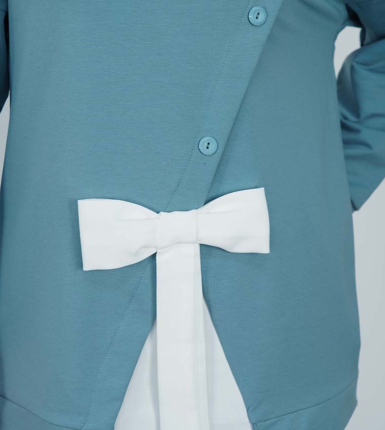 طقم كم طويل بفيونكة 