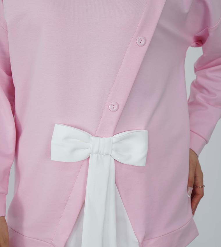 طقم كم طويل بفيونكة 