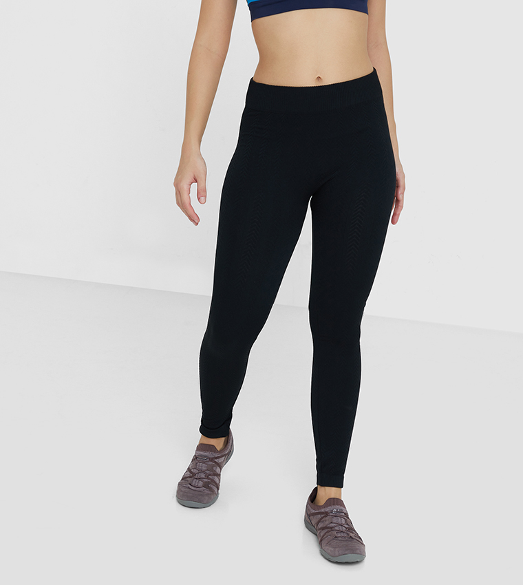 Solid High Waist Leggings in Black by New Mix/Love Poem SOL01R