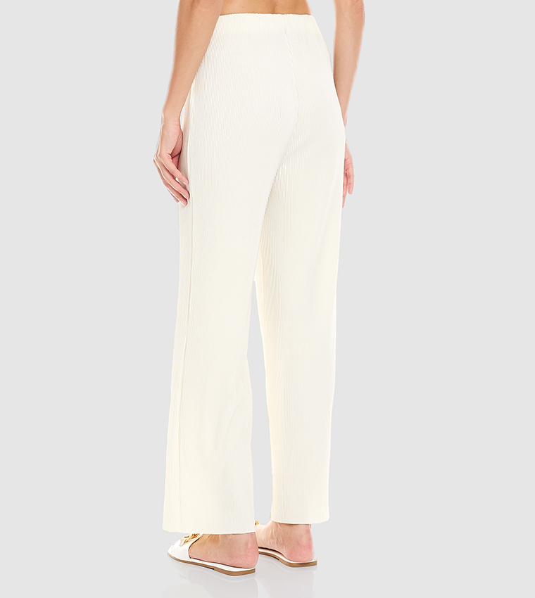 Solid Parallel Pants with Elasticated Waist