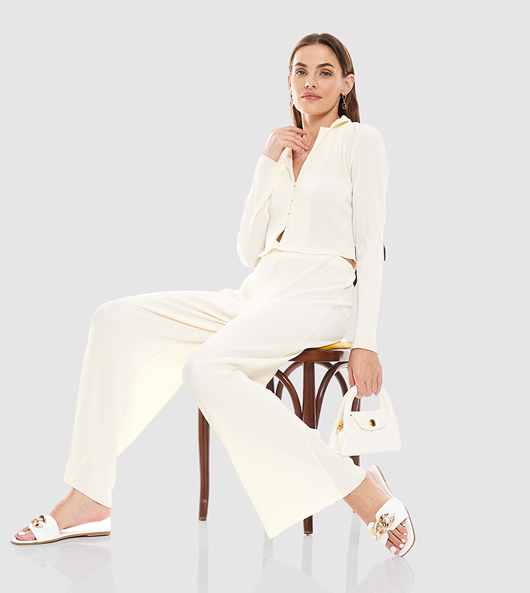 Solid Parallel Pants with Elasticated Waist
