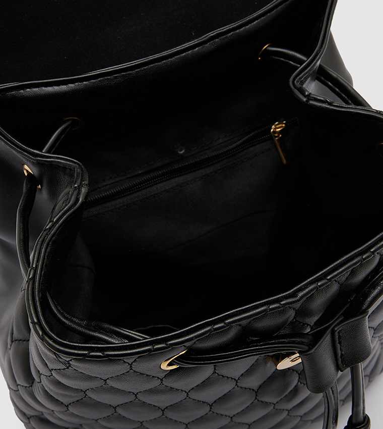 Buy R&B Quilted Flap Backpack In Black | 6thStreet Saudi Arabia