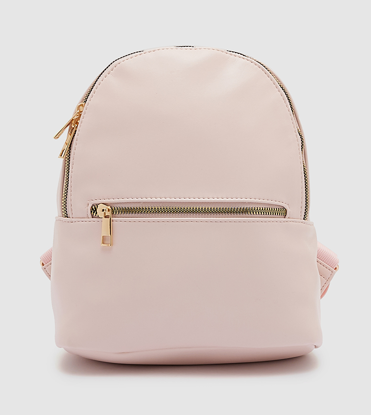 Buy R&B Solid Zip Around Backpack In Pink | 6thstreet Oman