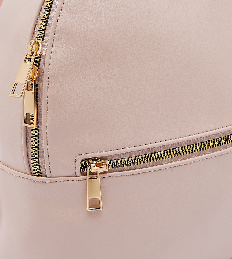 Buy R&B Solid Zip Around Backpack In Pink | 6thstreet Oman