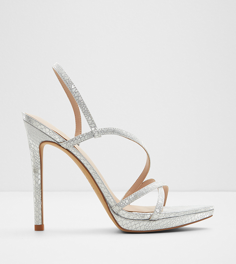 Buy Aldo RESURGE Textured Heeled Sandals With Slingback In Silver 6thStreet Bahrain