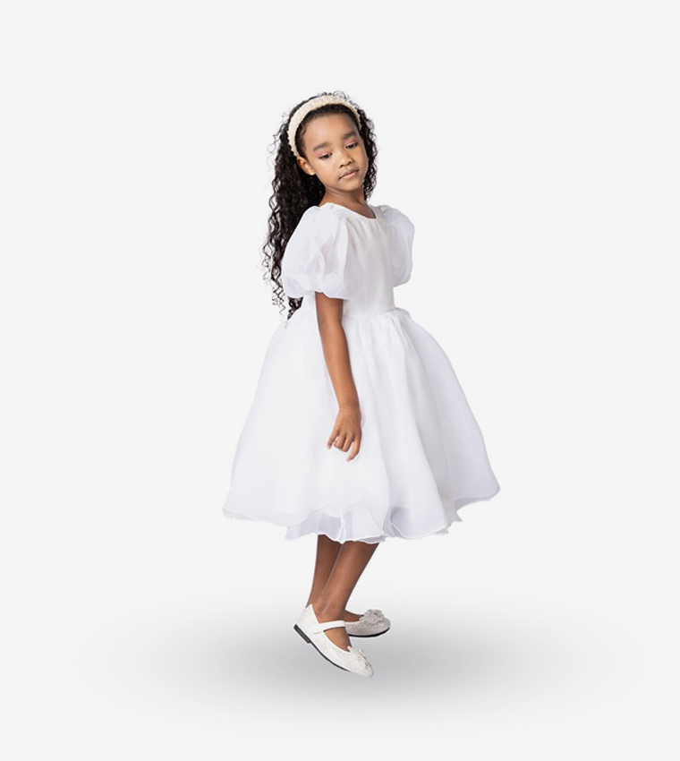 Balloon Sleeves Fit and Flare Dress