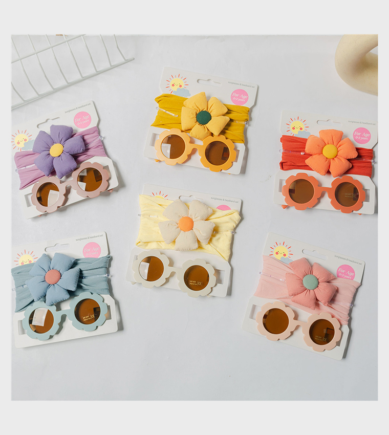AMIRAH Sunglasses and Flower Headband Set